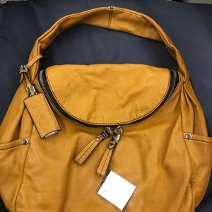 Like new Oryany mustard yellow golden pebbled soft leather satchel hobo bag.